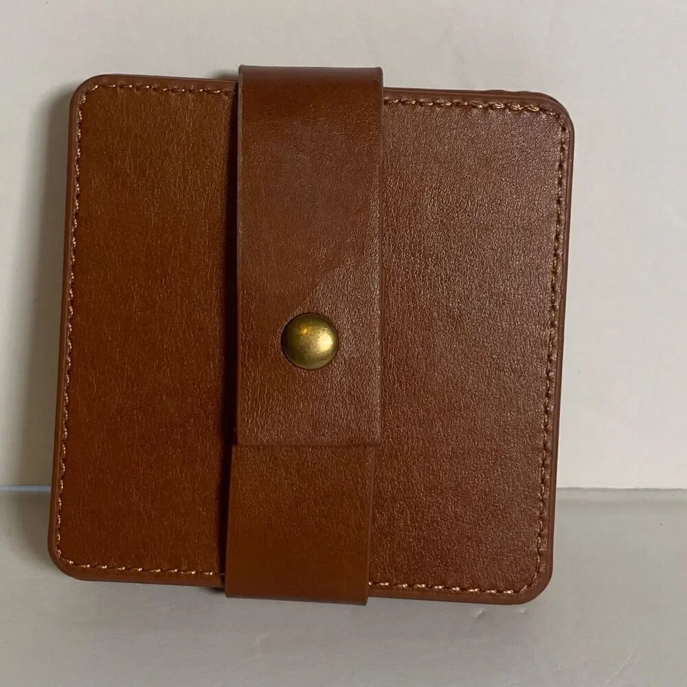 Dansko Leather Coaster Set of 4 Brown Logo Shoe Imprint 3.5” Square Nurse Gift